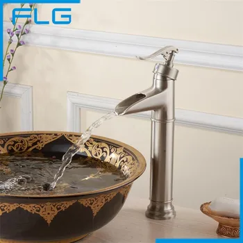 New Design Cold and Hot Nickel Brushed Water Fall Bathroom Copper Is_customized Basin Taps Faucet