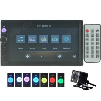 2 din 7 Inch Bluetooth touch Screen car radio +rear view camera Stereo MP4 MP5 Player AUX FM USB TF steering wheel contol