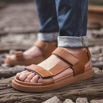 2017 summer new men han edition fashion leather sandals, casual shoes sandals thick bottom slippery sandals male tide