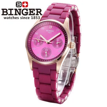 New Hot Binger LOGO Famous Brand Fine Quartz Calendar WristWatch For Women Ladies Watches Rose Gold Sliver Watch Sales Wholesale