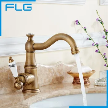 Contemporary Concise Bathroom Faucet Antique bronze finish Brass Basin Sink Faucet Single Handle water taps