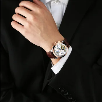 Luxury Brand CADISEN Mechanicl Watches Men Waterproof Skeleton 8 Stylish Fashion Automatic Self-Wind Watches Gold Clock reloj