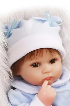 NPK COLLECTION 40cm Silicone Reborn Baby Doll Toy Real Touch Cotton Body Sleeping Newborn Girls Doll Kids Child Birthday Gifts