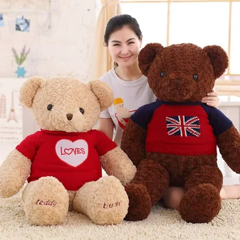 80cm huge teddy bear stuffed plush kids toys cute wear sweater bear baby appearse doll gift for girlfriend children