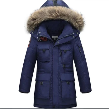 Thick Down Jacket Coat Artificial Leather Hooded 81-85% White Duck Down Warm Winter Downs 15