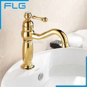 Fashionable Tap Bathroom Gold Mixer Single Handle Single Hole Deck Mounted Bathroom Sink Faucet