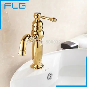 Fashionable Tap Bathroom Gold Mixer Single Handle Single Hole Deck Mounted Bathroom Sink Faucet
