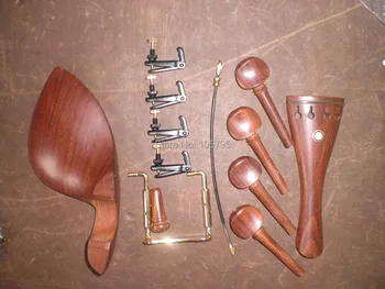 5 Sets Rose wood Violin parts including String adjuster and tail gut and chin rest clamp 4/4