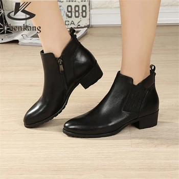 2016 autumn winter lace Martin boots female British genuine leather ankle zipper carved black brown boots botas feminina mujer