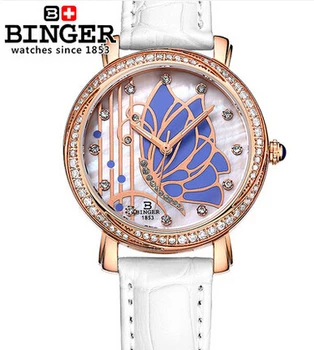 Original GENEVA Bangle Binger Watches 18k Gold Filled Crystal Women Bracelet Butterfly Dress Girl Quartz Watch Casual Wristwatch