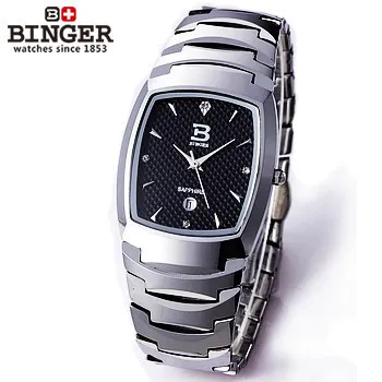 Men Quartz Watches Luxury Brand Steel Strap Waterproof Binger Watch Square Top Quality Star Grid Wristwatches