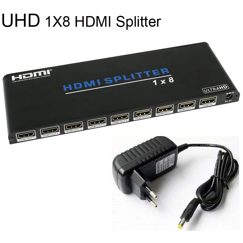 Quality UHD 1x8 HDMI Splitter 4k*2k 3D 1 In 8 Out HDMI 2.0 Splitter Switcher Support HDCP2.2 With Smart EDID Control