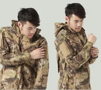 PingPythons Grain Tactical Softshell Camouflage Outdoors Jacket Men Army Sport Waterproof Hoody Clothing Military Jacket