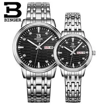 Brand Binger Lover's watch Quartz watches men watches crystal Top Brand Luxury Design vintage relogio masculino Genuine Gift
