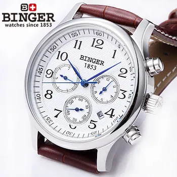 Winner Business unique Mechanical fully automatic watches self wind brown leather strap calendar cool Military watch man gifts
