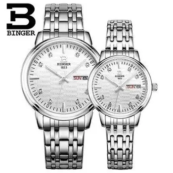 Binger Luxury Casual Men Women Lover Watches Analog Sports Watch Quartz Crystal Dress Wristwatches Relogio Masculino Reloj Mujer