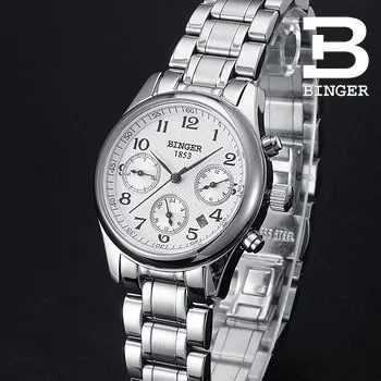 Luxury Brand Binger new style watch round stainless steel fashion wristwatch for women automatic self watches tourbillon 1853