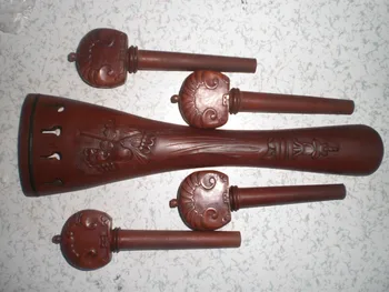 1 Set Carved Cello Jujube fitting including cared cello tail piece and 4 pegs