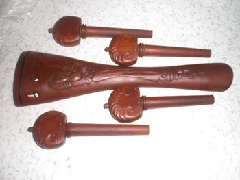 1 Set Carved Cello Jujube fitting including cared cello tail piece and 4 pegs