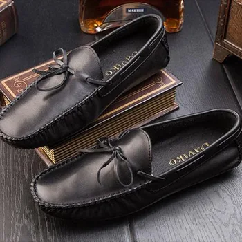 Autumn leather peas shoes men casual lazy shoes England breathable soft bottom driving shoes trend youth sailors 606