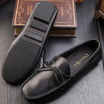 Autumn leather peas shoes men casual lazy shoes England breathable soft bottom driving shoes trend youth sailors 606