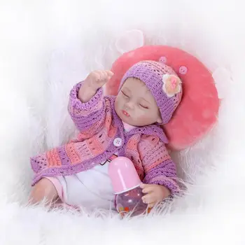 New production 40cm Simulation silicone reborn baby dolls toy girls new yers birthday gifts close eyes cute newborn babies dolls