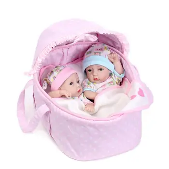 28cm Full silicone reborn baby dolls toy 2pcs/set mini newborn boy girl dolls collectable birthday gift for child kid bath toy