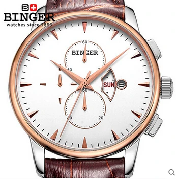 New Binger men full steel watch fashion quartz Leather sports watches top mens luxury brand designer wristwatch male relogio