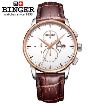New Binger men full steel watch fashion quartz Leather sports watches top mens luxury brand designer wristwatch male relogio