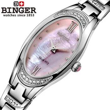 Binger Rhinestone Genuine Steel Strap Gold Business Watch Quartz Luxury Sport Watches Women Brand Wristwatch relogio masculino