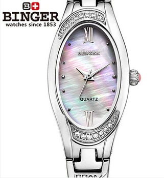 Binger Rhinestone Genuine Steel Strap Gold Business Watch Quartz Luxury Sport Watches Women Brand Wristwatch relogio masculino