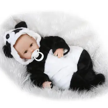 NPK COLLECTION Silicone Reborn Baby Doll Toy Lifelike Real Touch 40cm Cotton Body Panda Newborn Girls Doll Kids Birthday Gifts