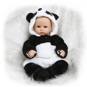 NPK COLLECTION Silicone Reborn Baby Doll Toy Lifelike Real Touch 40cm Cotton Body Panda Newborn Girls Doll Kids Birthday Gifts