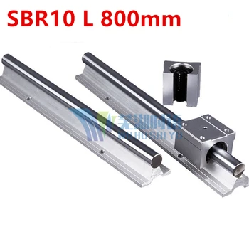 2pcs SBR10 L 800mm linear rail support with 4pcs SBR10UU linear guide auminum bearing sliding block cnc parts