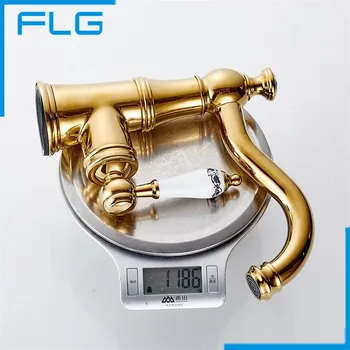 Bathroom Basin Gold Faucet, Brass with Diamond/Crystal Handle Tap New Luxury Single Handle Hot and Cold Tap