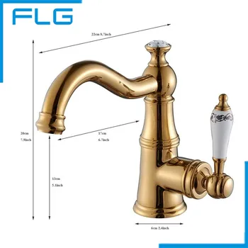 Bathroom Basin Gold Faucet, Brass with Diamond/Crystal Handle Tap New Luxury Single Handle Hot and Cold Tap