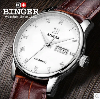 Fashion White&Brown Color Genuine Cow Leather Circle Roman Watch Business Mens TOP Quality Wrist Watches