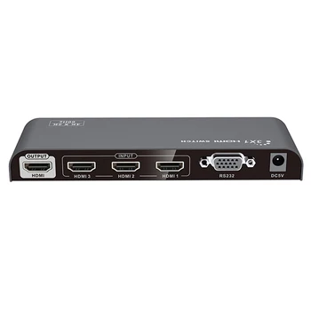 New HDMI 2.0 Switch HDMI Switcher 3x1 Audio Video Converter 4Kx2K@ 30/60Hz 1080P 3D with Remote Control RS232 Support HDCP2.2