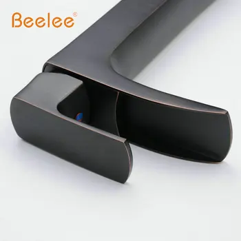Beelee Bathroom Sink Faucet Contemporary Tall Oil-rubbed Bronze Waterfall Vessel Faucet Mixer Tap - Black BL0556BH