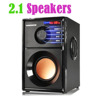 Portable stereo bluetooth speaker 2.1 subwoofer can play TF card and USB and FM radio as well as for family travel