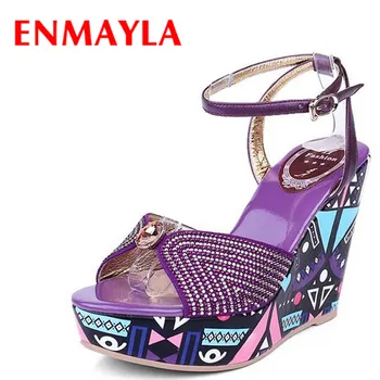 ENMAYLA New Women Shoes Top Quality 2017 Summer Sandals Shoes Woman Open Toe Size 39 Platform Shoes High Heels Wedges Shoes