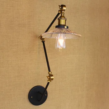 Glass Adjustable Swing Long Arm Wall Light Vintage Wall Lamp Retro Edison Industrial Wall Sconce Arandela Aplique Murale LED