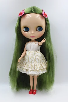 Free postage Blygirl doll Grass green straight hair, 1/6 blyth doll, ordinary body doll 30cm