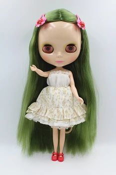 Free postage Blygirl doll Grass green straight hair, 1/6 blyth doll, ordinary body doll 30cm