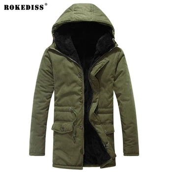 ROKEDISS Brand 2017 New Man Fashion Warm Parkas Size M-2XL wool Thicker Design Cotton-Padded Style Young Men Winter Jackets Z116