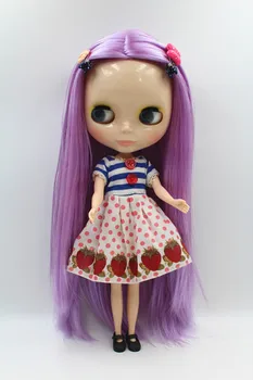 Blygirl Doll Purple medium hair Blyth body Doll Fashion can change makeup