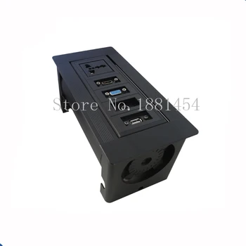 Square VGA audio compute USB hidden manual flipping desktop socket or High Class Conference Table