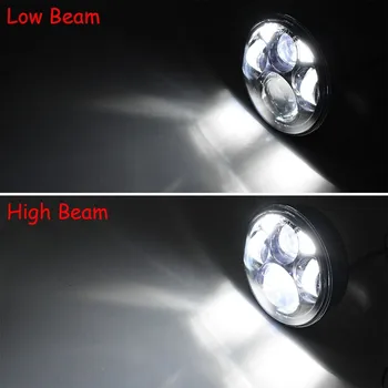 40W High/Low Beam Motorcycle LED Headlight 5.75inch Round H4 Projector Head Lamp for Harley Davidson