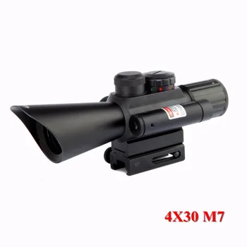 Spike M7 hunting rifle scope 4x30 tactical 11mm / 20mm adjustable dovetail riflescope with red laser sight for ar 15 guns