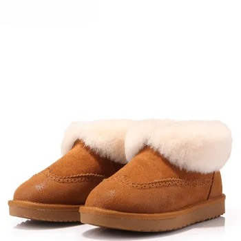 Winter women snow boots Ankle Sheepskin fur one Genuine Leather boots 2016 ladies FASHION Short Booties STARFARM SFWB-46